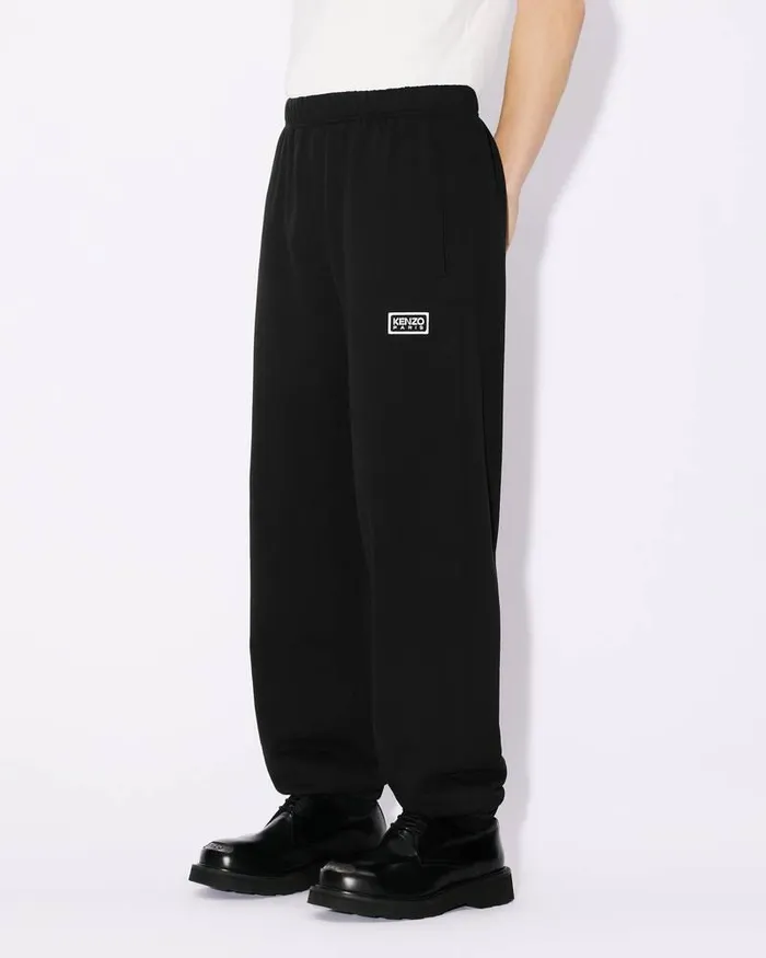 Kenzo Pants And Shorts Men Bicolor Paris039 Embroidered Jogging Bottoms Black