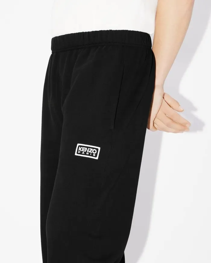 Kenzo Pants And Shorts Men Bicolor Paris039 Embroidered Jogging Bottoms Black