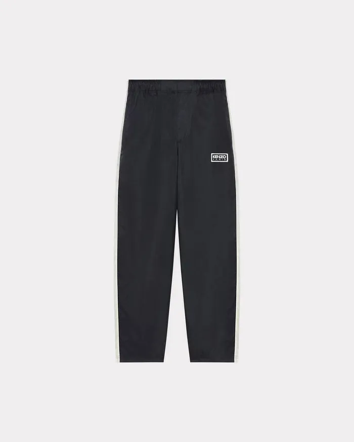 Kenzo Pants And Shorts Men Bicolor Paris039 Straight Leg Jogging Trousers Black