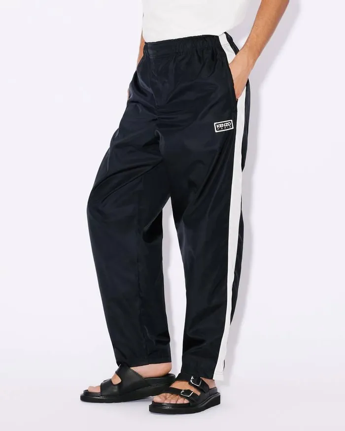 Kenzo Pants And Shorts Men Bicolor Paris039 Straight Leg Jogging Trousers Black