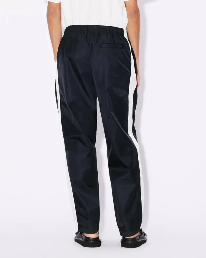 Kenzo Pants And Shorts Men Bicolor Paris039 Straight Leg Jogging Trousers Black