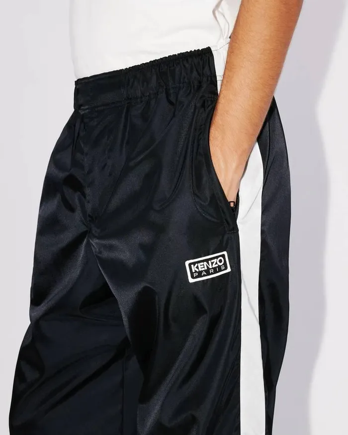 Kenzo Pants And Shorts Men Bicolor Paris039 Straight Leg Jogging Trousers Black