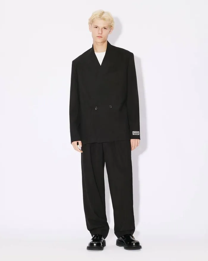 Kenzo Pants And Shorts Men Pleated Suit Trousers Black