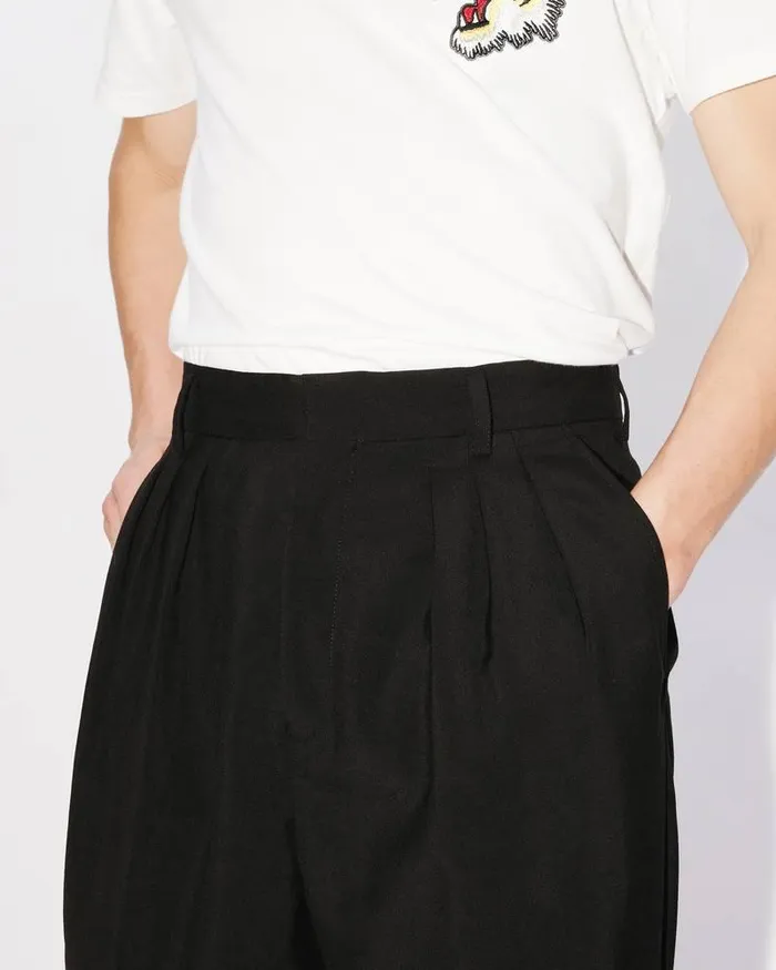 Kenzo Pants And Shorts Men Pleated Suit Trousers Black