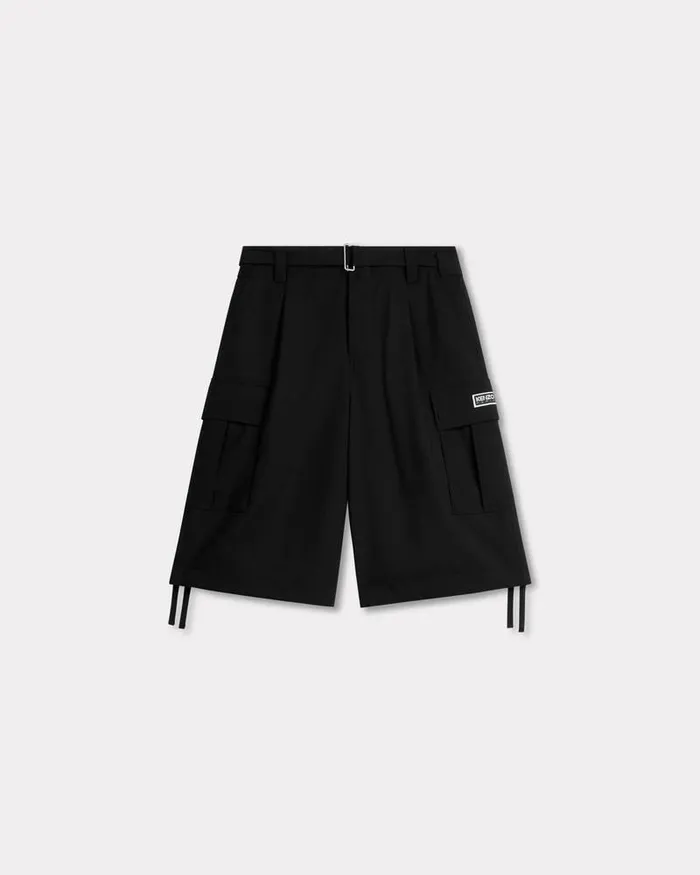 Kenzo Pants And Shorts Men Tailored Cargo Shorts Black