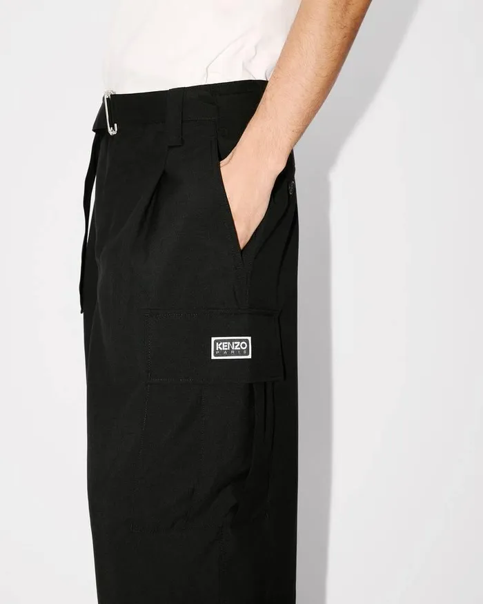 Kenzo Pants And Shorts Men Tailored Cargo Shorts Black
