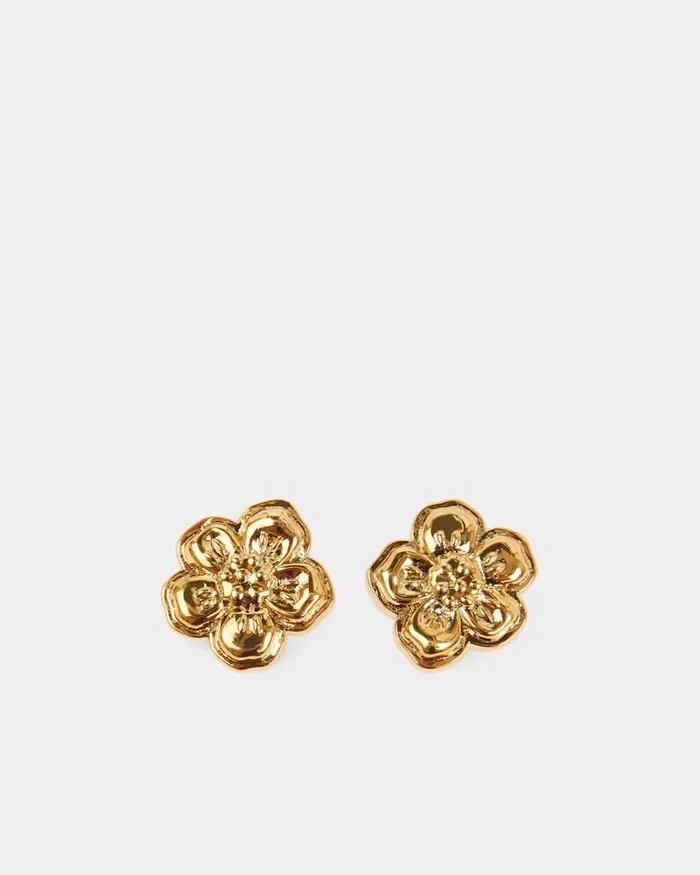 Kenzo Pins and Jewelry MenWomen 039Boke Flower039 Earrings Gold