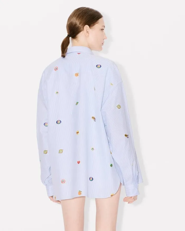Kenzo Shirts And Tops Women Fruit Stickers039 Dropped Shoulders Shirt Sky Blue