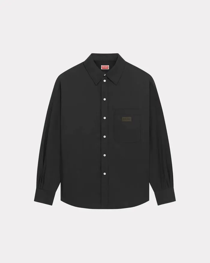 Kenzo Shirts MenWomen Bicolor Paris039 Padded Genderless Shirt Jacket Black