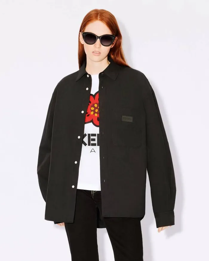 Kenzo Shirts MenWomen Bicolor Paris039 Padded Genderless Shirt Jacket Black