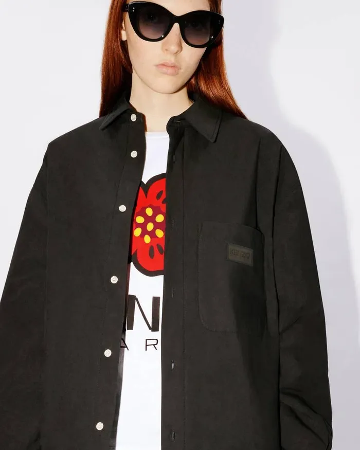 Kenzo Shirts MenWomen Bicolor Paris039 Padded Genderless Shirt Jacket Black