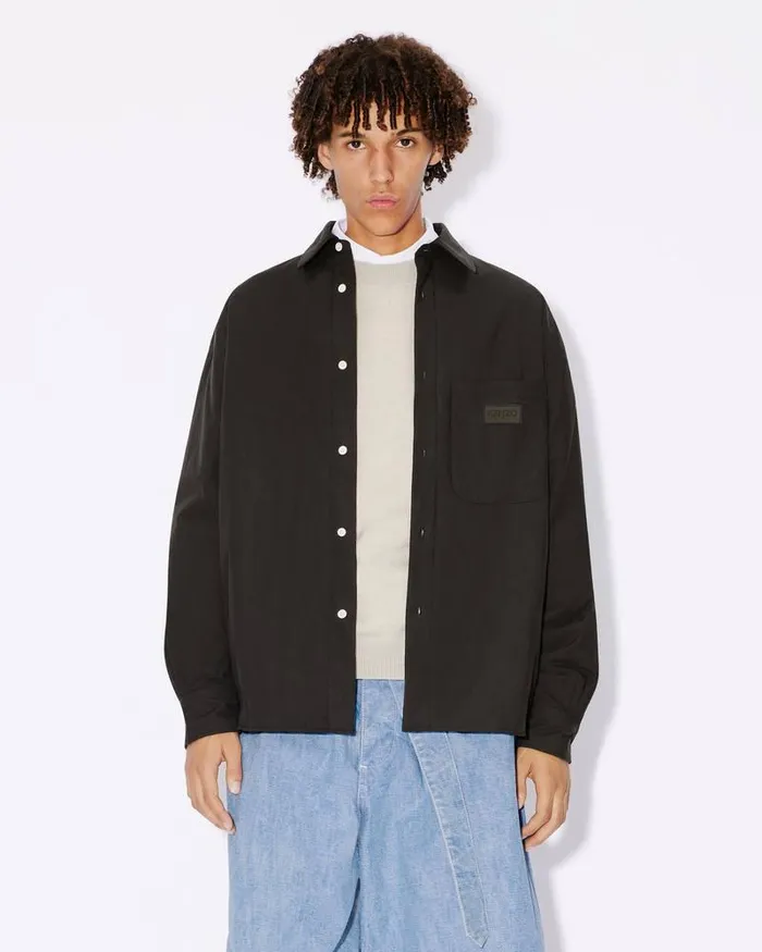Kenzo Shirts MenWomen Bicolor Paris039 Padded Genderless Shirt Jacket Black