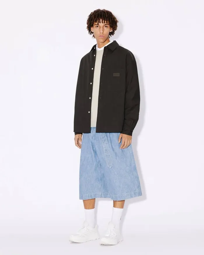 Kenzo Shirts MenWomen Bicolor Paris039 Padded Genderless Shirt Jacket Black