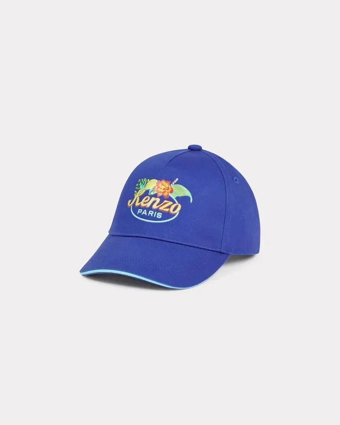 Kenzo Shoes And Accessories Kids Cotton Cap Electric Blue