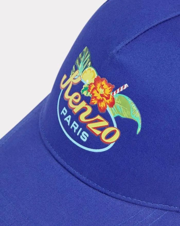 Kenzo Shoes And Accessories Kids Cotton Cap Electric Blue