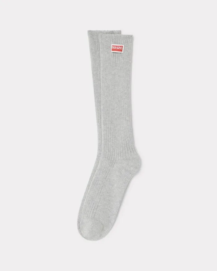 Kenzo Socks MenWomen Tag039 Cotton Socks Pale Grey
