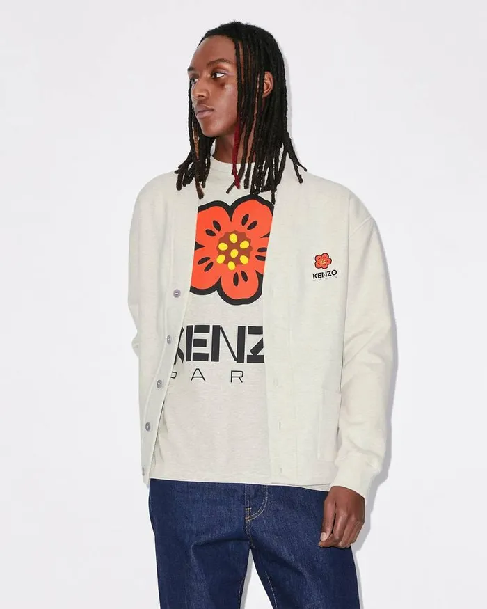 Kenzo Sweatshirts And Hoodies Men 039Boke Flower039 Cardigan Pale Grey