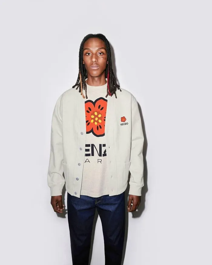 Kenzo Sweatshirts And Hoodies Men 039Boke Flower039 Cardigan Pale Grey