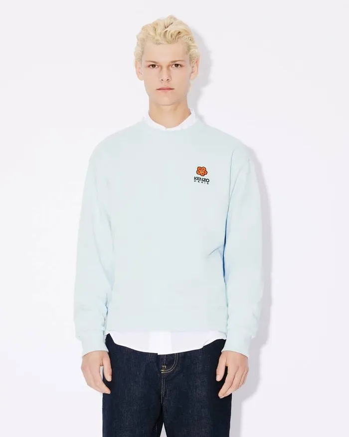 Kenzo Sweatshirts And Hoodies Men 039Boke Flower039 Embroidered Classic Sweatshirt Light Blue