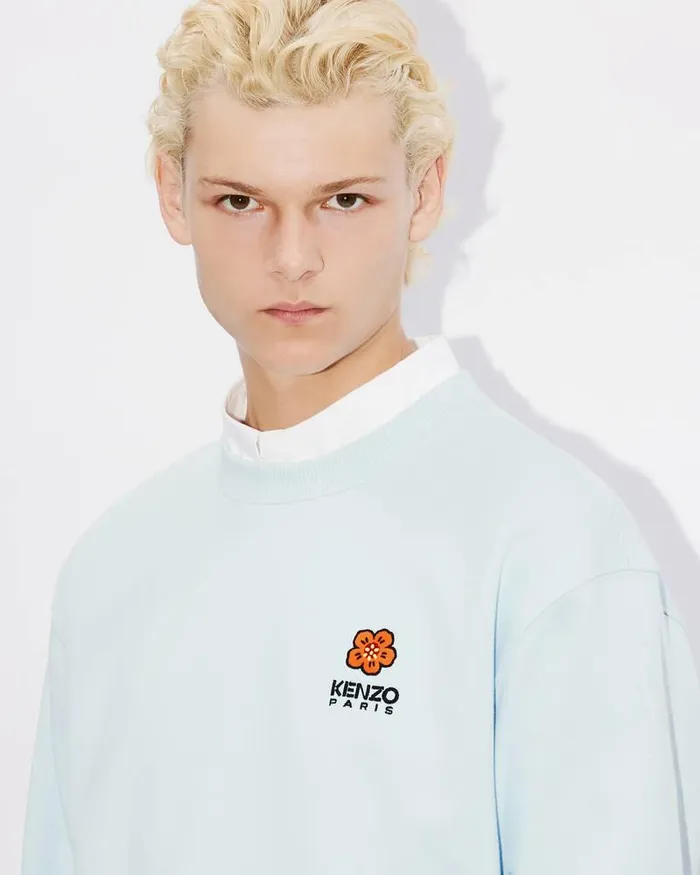 Kenzo Sweatshirts And Hoodies Men 039Boke Flower039 Embroidered Classic Sweatshirt Light Blue