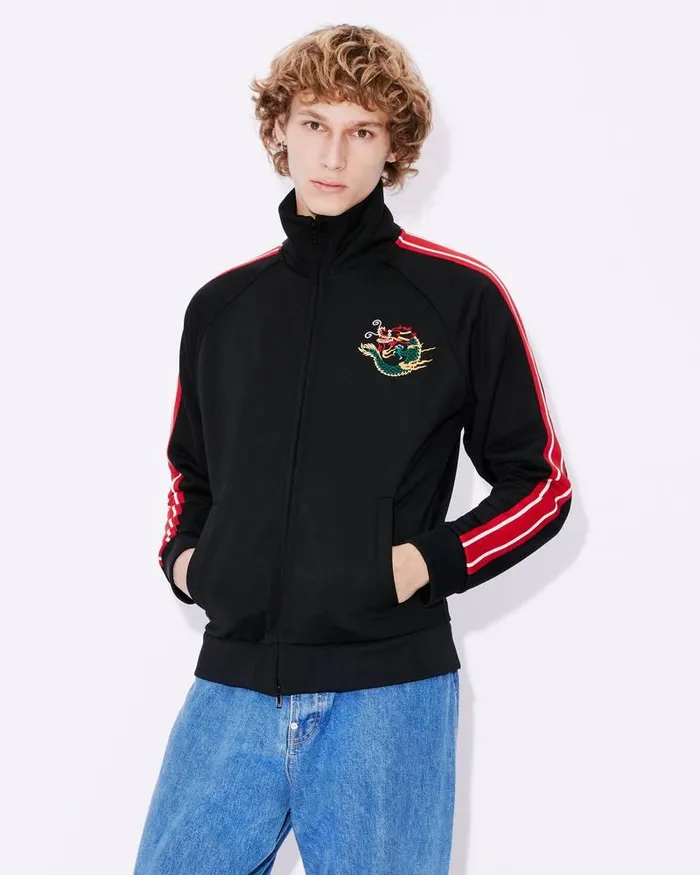 Kenzo Sweatshirts And Hoodies Men 039Year Of The Dragon039 Embroidered Shirt Jacket Black