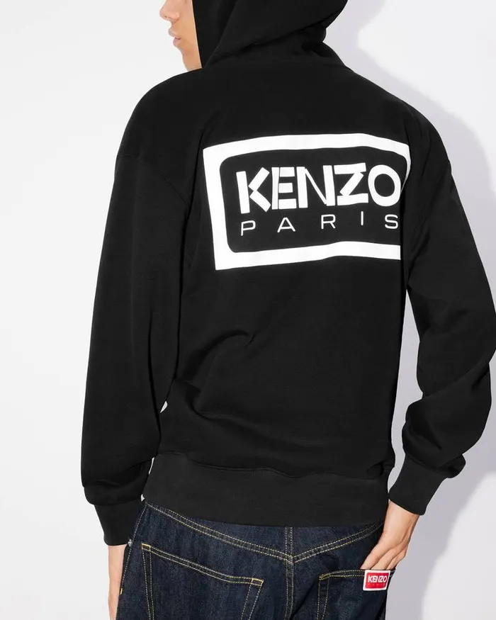 Kenzo Sweatshirts And Hoodies Men Bicolor Paris039 Embroidered Hoodie Black