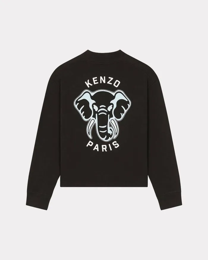 Kenzo Sweatshirts And Hoodies Men Elephant039 Embroidered Cardigan Black