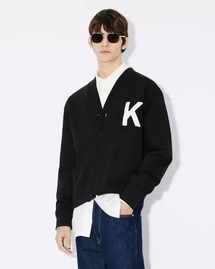 Kenzo Sweatshirts And Hoodies Men Elephant039 Embroidered Cardigan Black