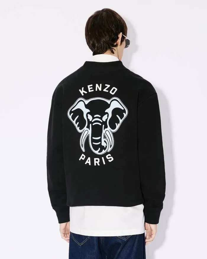 Kenzo Sweatshirts And Hoodies Men Elephant039 Embroidered Cardigan Black