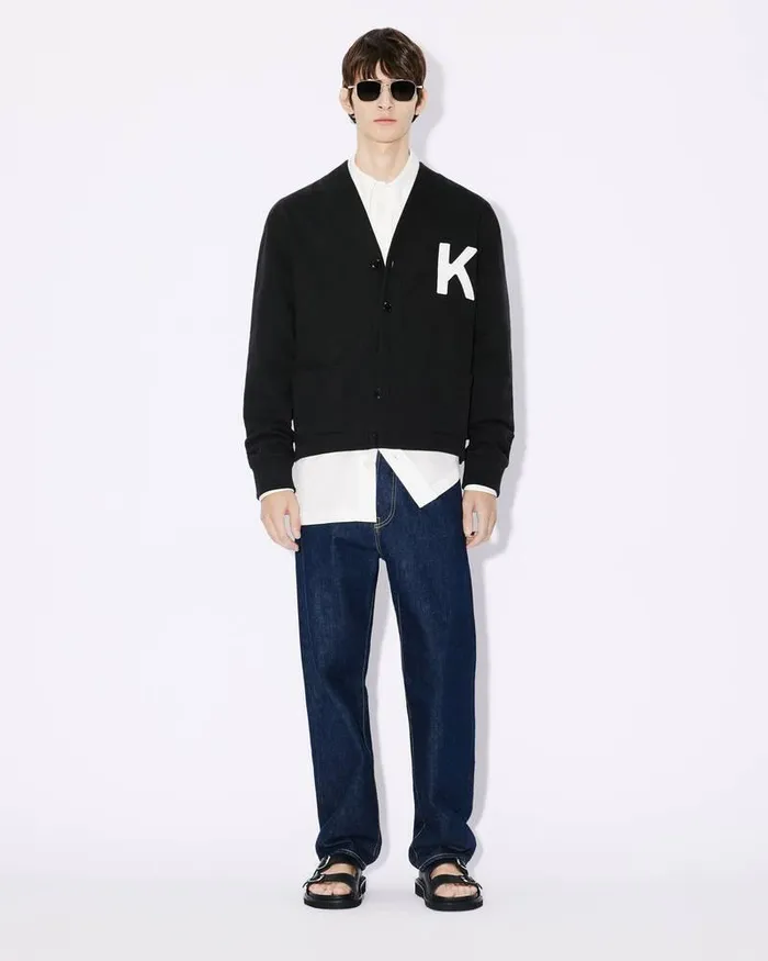 Kenzo Sweatshirts And Hoodies Men Elephant039 Embroidered Cardigan Black