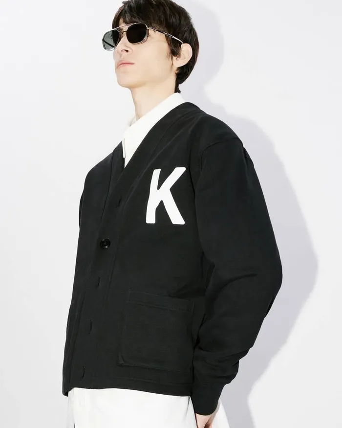 Kenzo Sweatshirts And Hoodies Men Elephant039 Embroidered Cardigan Black