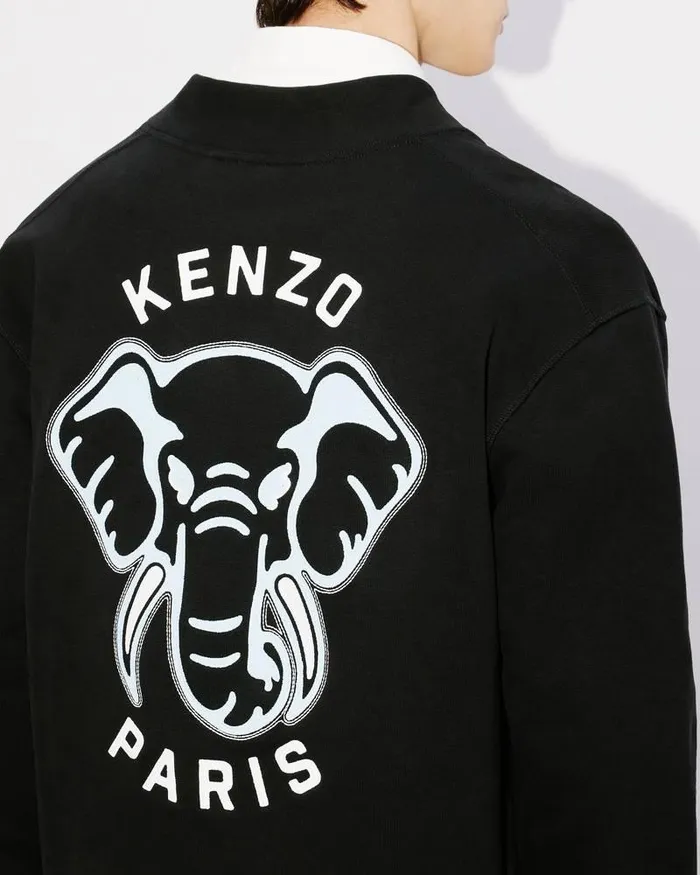 Kenzo Sweatshirts And Hoodies Men Elephant039 Embroidered Cardigan Black