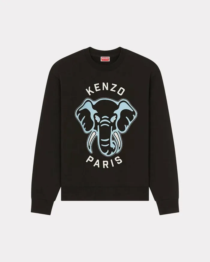 Kenzo Sweatshirts And Hoodies Men Elephant039 Embroidered Sweatshirt Black