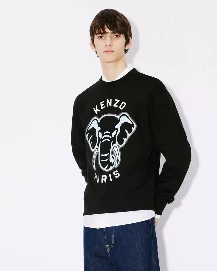 Kenzo Sweatshirts And Hoodies Men Elephant039 Embroidered Sweatshirt Black