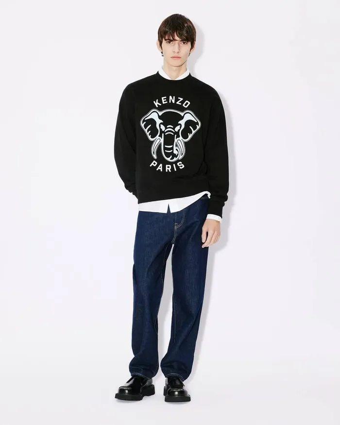 Kenzo Sweatshirts And Hoodies Men Elephant039 Embroidered Sweatshirt Black