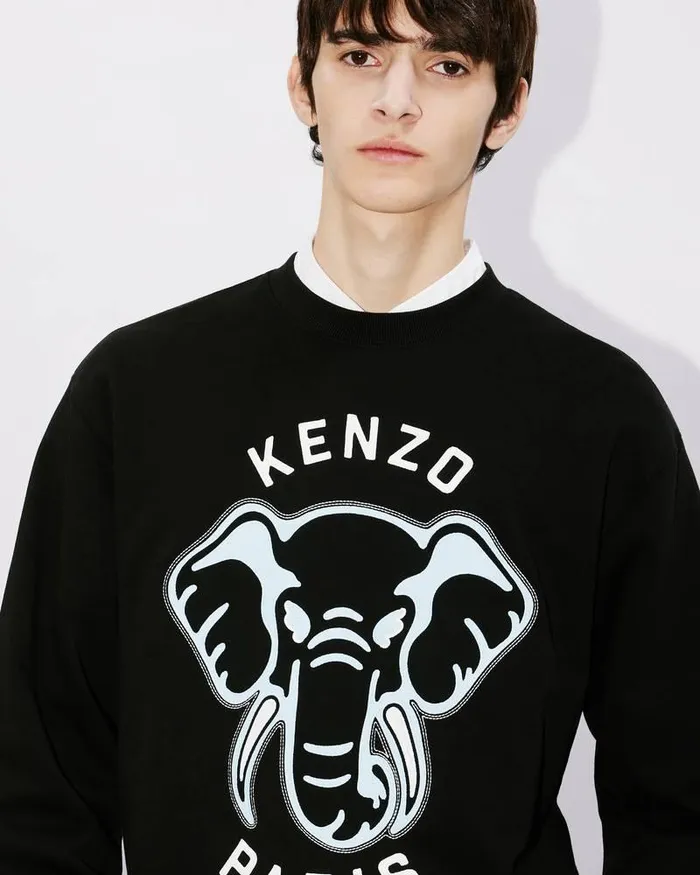 Kenzo Sweatshirts And Hoodies Men Elephant039 Embroidered Sweatshirt Black