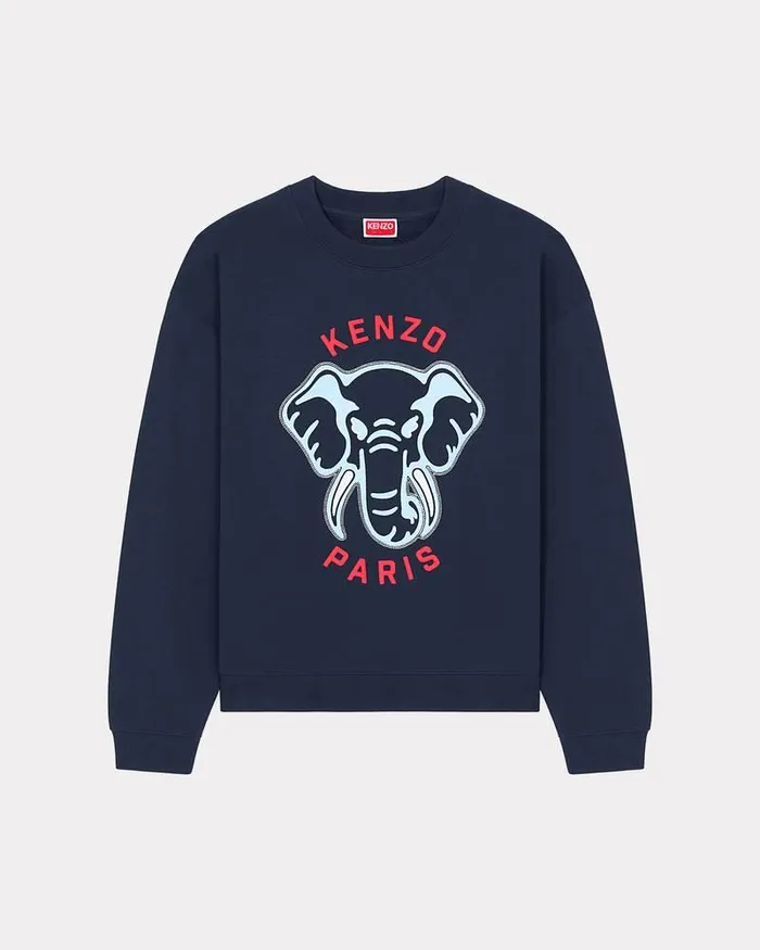 Kenzo Sweatshirts And Hoodies Women Elephant039 Embroidered Sweatshirt Midnight Blue