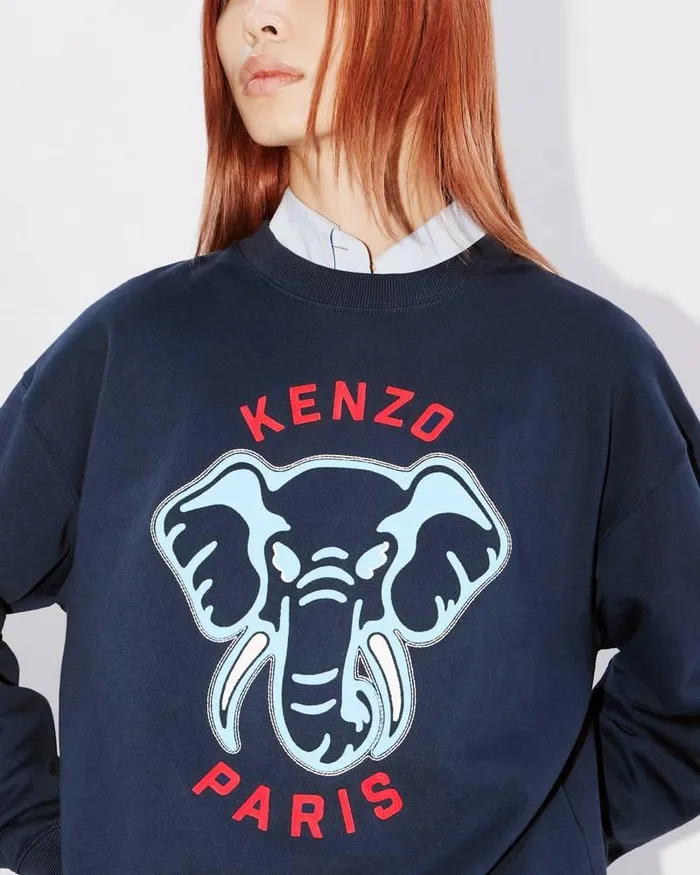 Kenzo Sweatshirts And Hoodies Women Elephant039 Embroidered Sweatshirt Midnight Blue