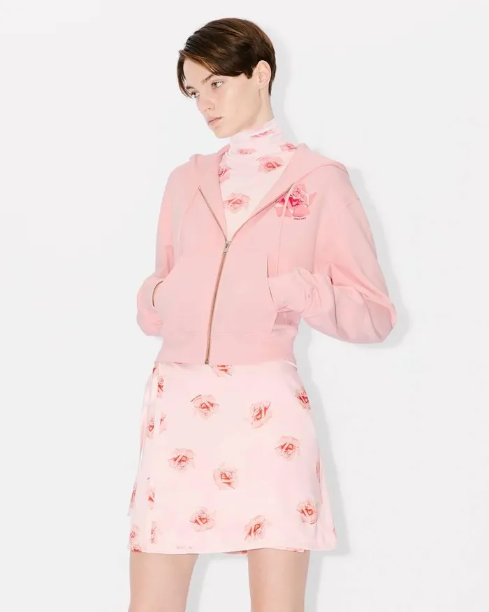 Kenzo Sweatshirts And Hoodies Women Rose039 Zip Up Hoodie Faded Pink