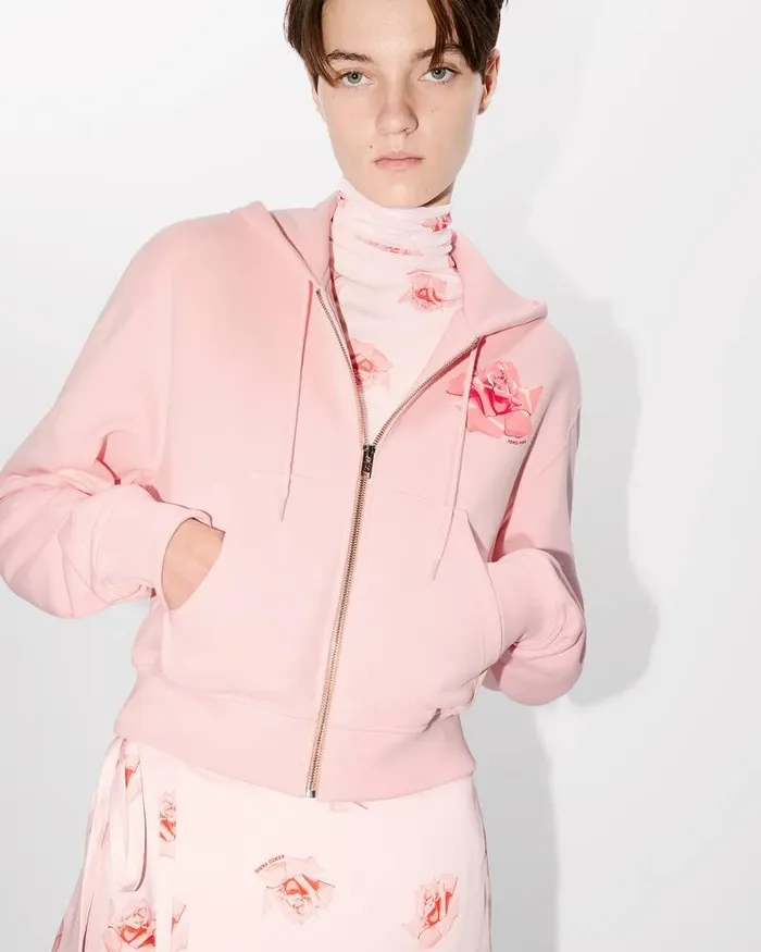 Kenzo Sweatshirts And Hoodies Women Rose039 Zip Up Hoodie Faded Pink