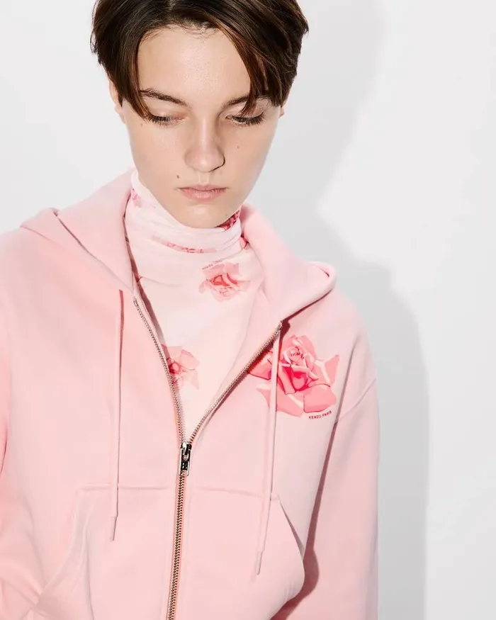 Kenzo Sweatshirts And Hoodies Women Rose039 Zip Up Hoodie Faded Pink