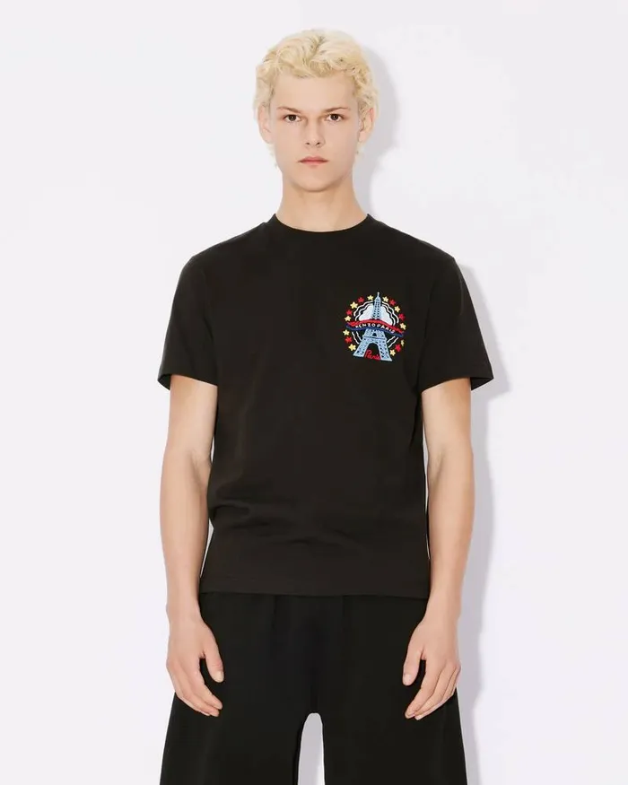 Kenzo TShirts And Polos Men Drawn Varsity039 Embroidered Slim Tshirt Black