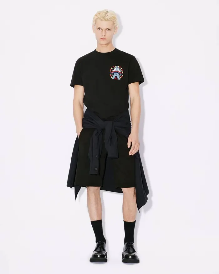 Kenzo TShirts And Polos Men Drawn Varsity039 Embroidered Slim Tshirt Black