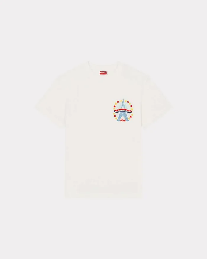 Kenzo TShirts And Polos Men Drawn Varsity039 Embroidered Slim Tshirt Off White