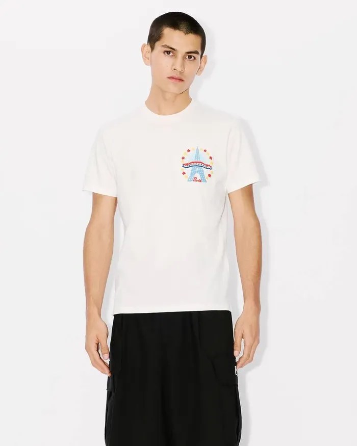 Kenzo TShirts And Polos Men Drawn Varsity039 Embroidered Slim Tshirt Off White