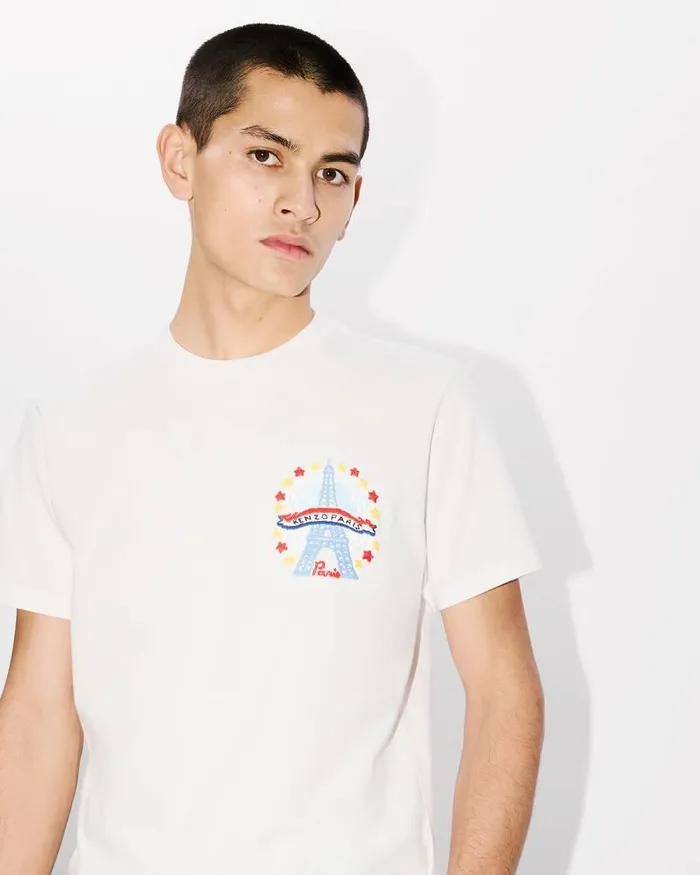 Kenzo TShirts And Polos Men Drawn Varsity039 Embroidered Slim Tshirt Off White