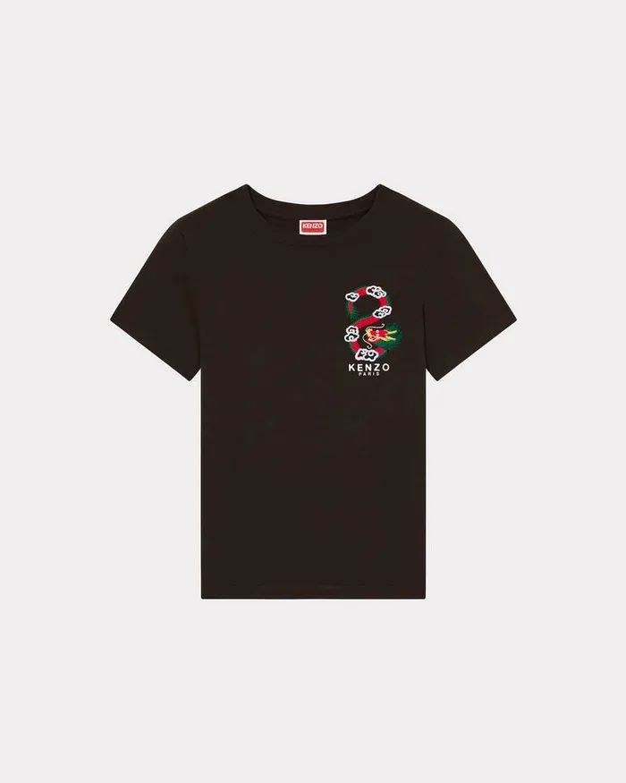 Kenzo TShirts And Polos Women 039Year Of The Dragon Crest039 Embroidered Classic Tshirt Black