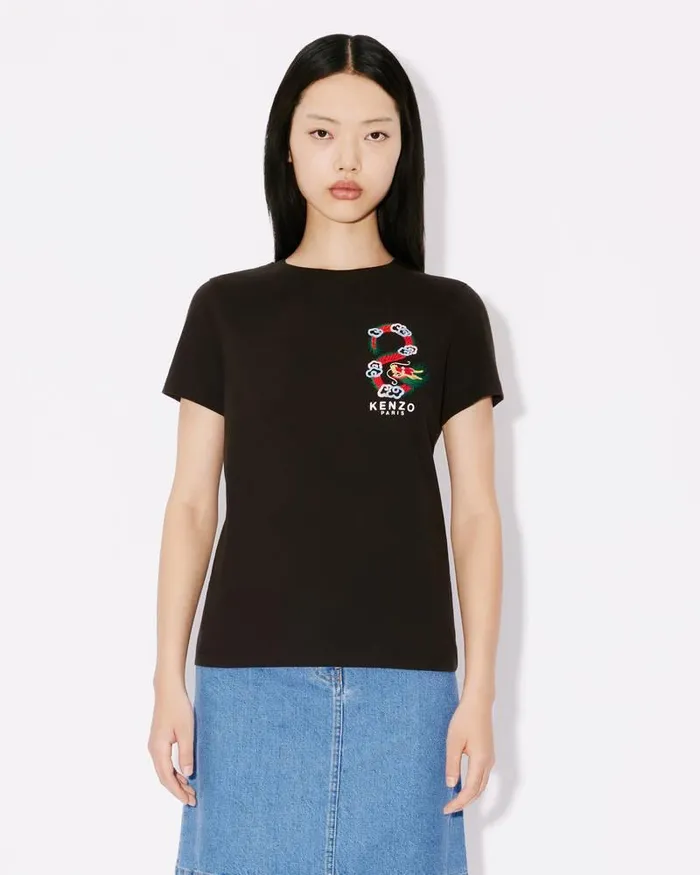 Kenzo TShirts And Polos Women 039Year Of The Dragon Crest039 Embroidered Classic Tshirt Black