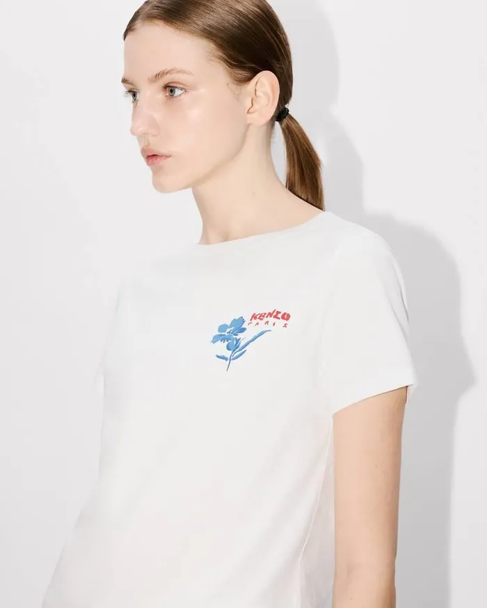 Kenzo TShirts And Polos Women Drawn Flowers039 Tshirt Off White