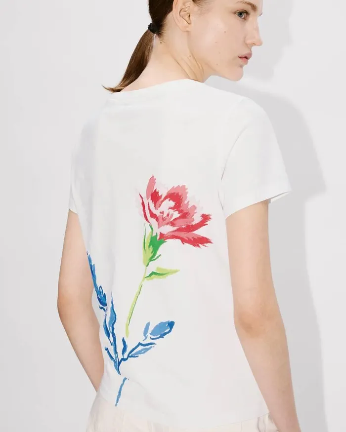 Kenzo TShirts And Polos Women Drawn Flowers039 Tshirt Off White